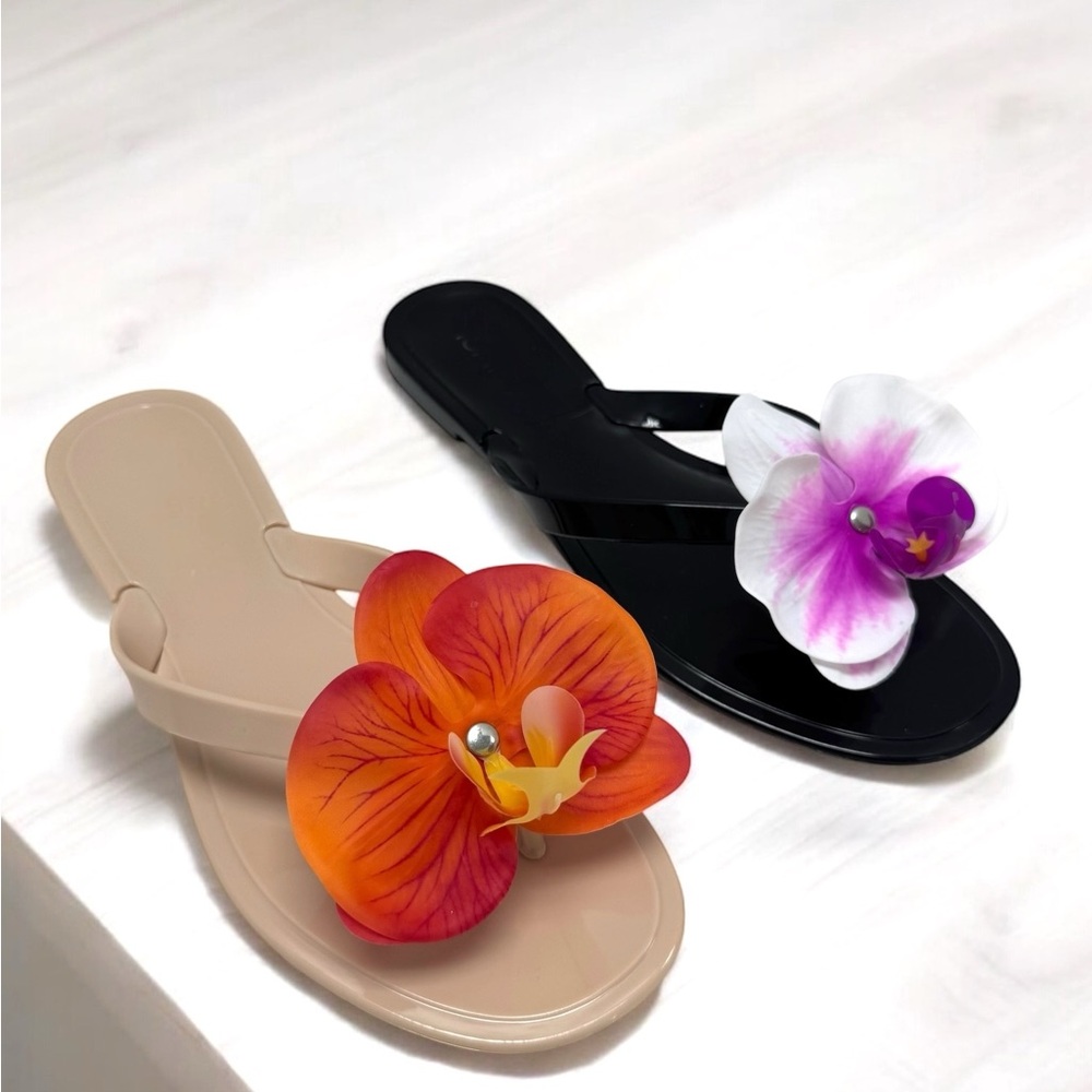 Floral Accent Women's Sandals -BLACK